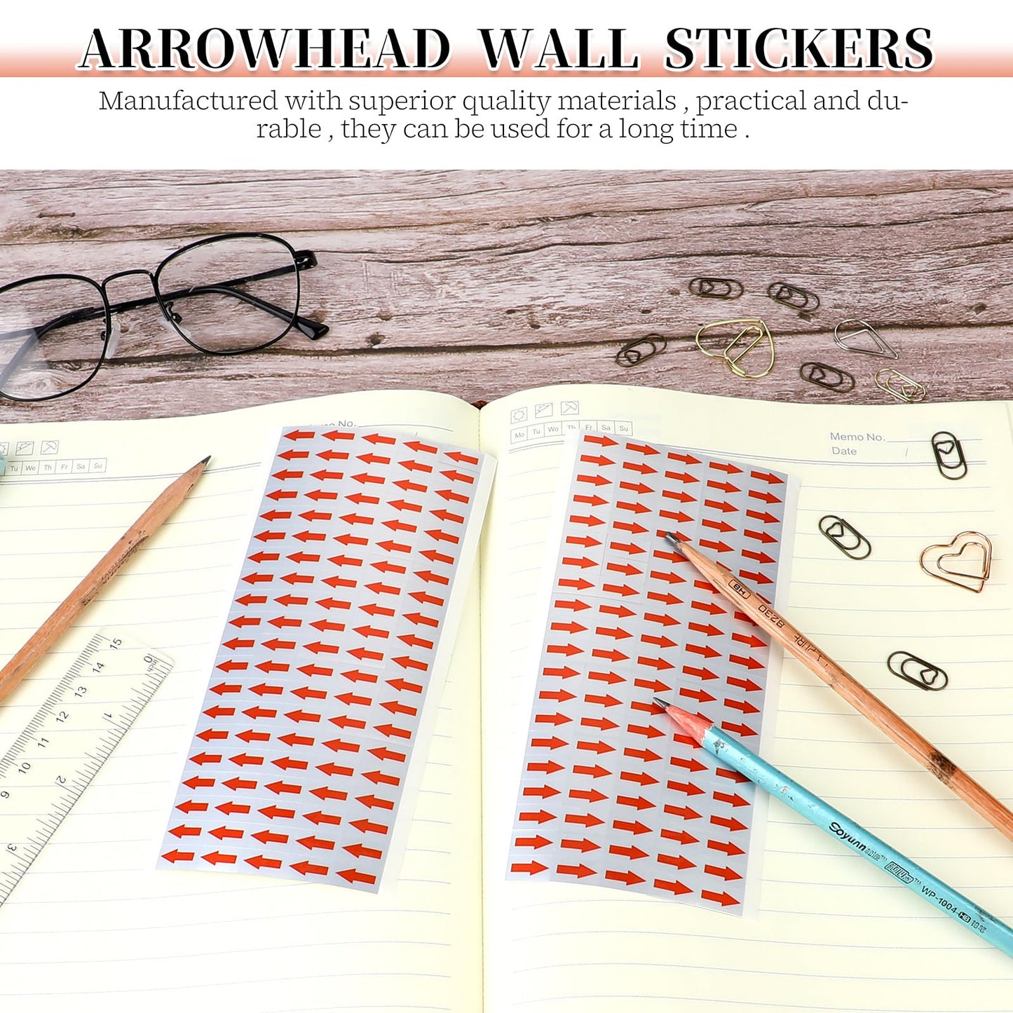 500pcs Vinyle Red Arrow Stickers Labels, Small Arrow Stickers 1/2 Inch Self Adhesive Red Arrow Labels Stickers, Small Rectangle Red Arrow Labels, (5 Sheets, 100pcs/Sheet)