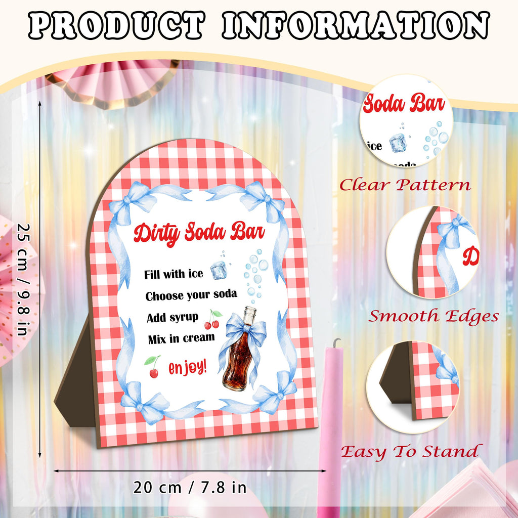 Dirty Soda Bridal Shower Bar Signs, She's Ready to Pop Dirty Soda Bar Welcome Wooden Tabletop Sign 8 x 10in, Perfect for Baby Shower Bridal Shower Wedding Birthday Party Decor blue