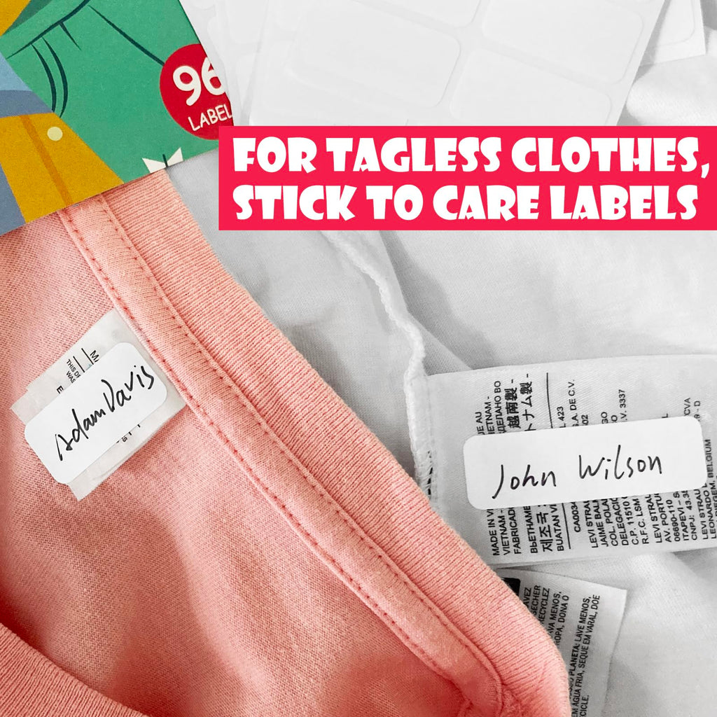 96 Pcs No-Iron Fabric Labels, and 100 Pcs Iron on Clothing Labels