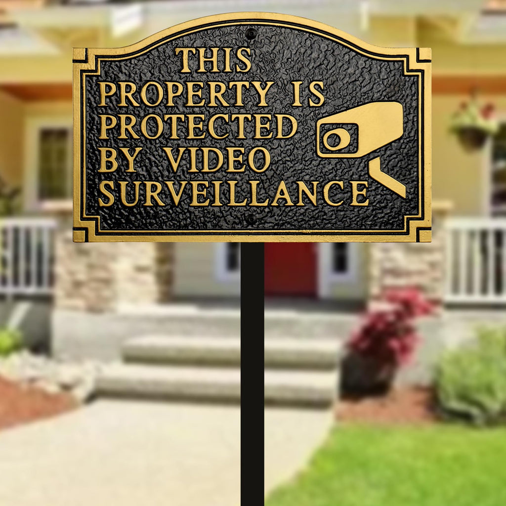 Private Property Video Surveillance Camera Solid Cast Metal Sign