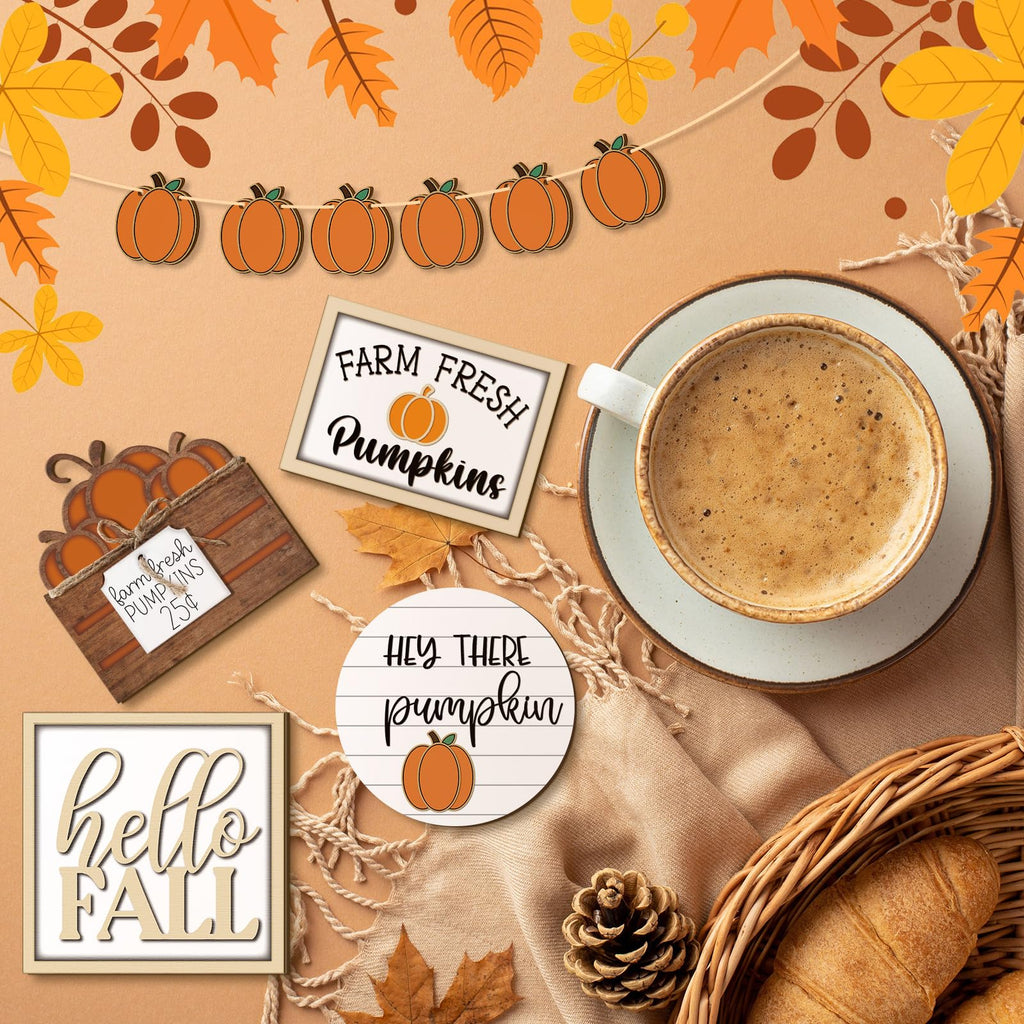 Maitys 14 Pcs Fall Tiered Tray Decoration Set Autumn Decor,Warm Style Warm Style
