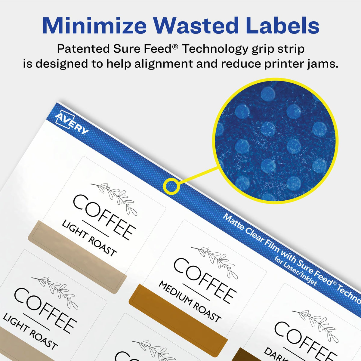 Avery® Matte Clear Square Labels, Sure Feed® Technology, 1.5" x 1.5", 200 Matte Clear Labels, Print-to-The-Edge, Laser/Inkjet Printable 200 labels