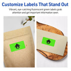 Avery® Printable Rectangle Labels, Sure Feed® Technology, 1" x 4", Neon Green Labels, Laser/Inkjet Printable, 800 Total, Great for Mailing and Cosmetics 800 labels