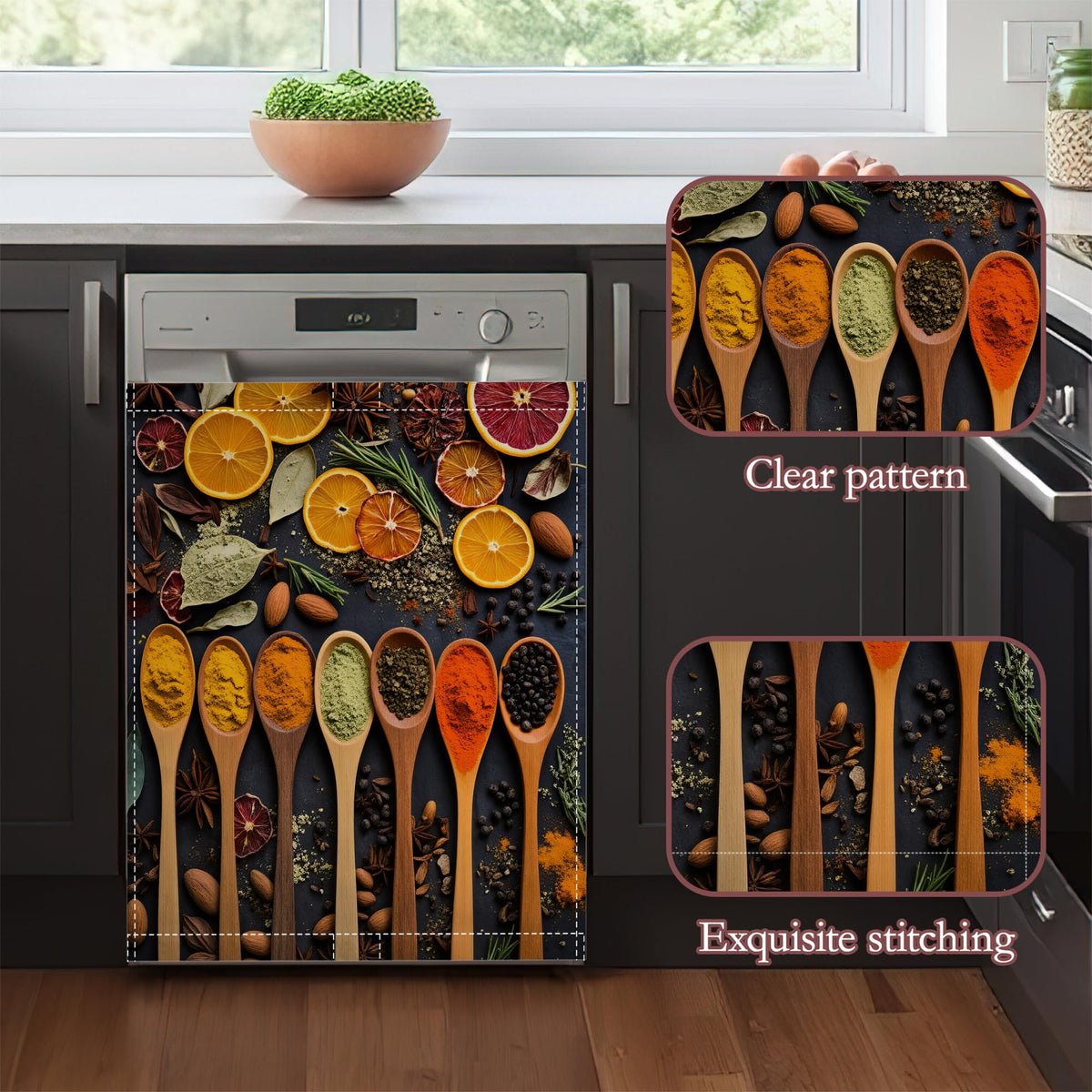 Cooking Spice Spoons Dishwasher Magnet Cover for Kitchen Décor
