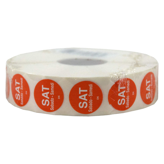 DayMark Day of the Week Permanent Label, Saturday, 3/4" Circle, Orange (Roll of 2000) 1 Count (Pack of 2000)