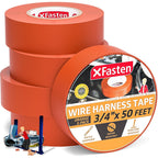 XFasten Wire Harness Tape Orange 5-Pack, 3/4 Inch x 50 Feet High Temp Wiring Loom Harness Tape, Self-Adhesive Felt Cloth Electrical Tape for Automotive Engines, Noise Dampening, and Cable Protection 3/4-inch x 50-Feet (5 packs)