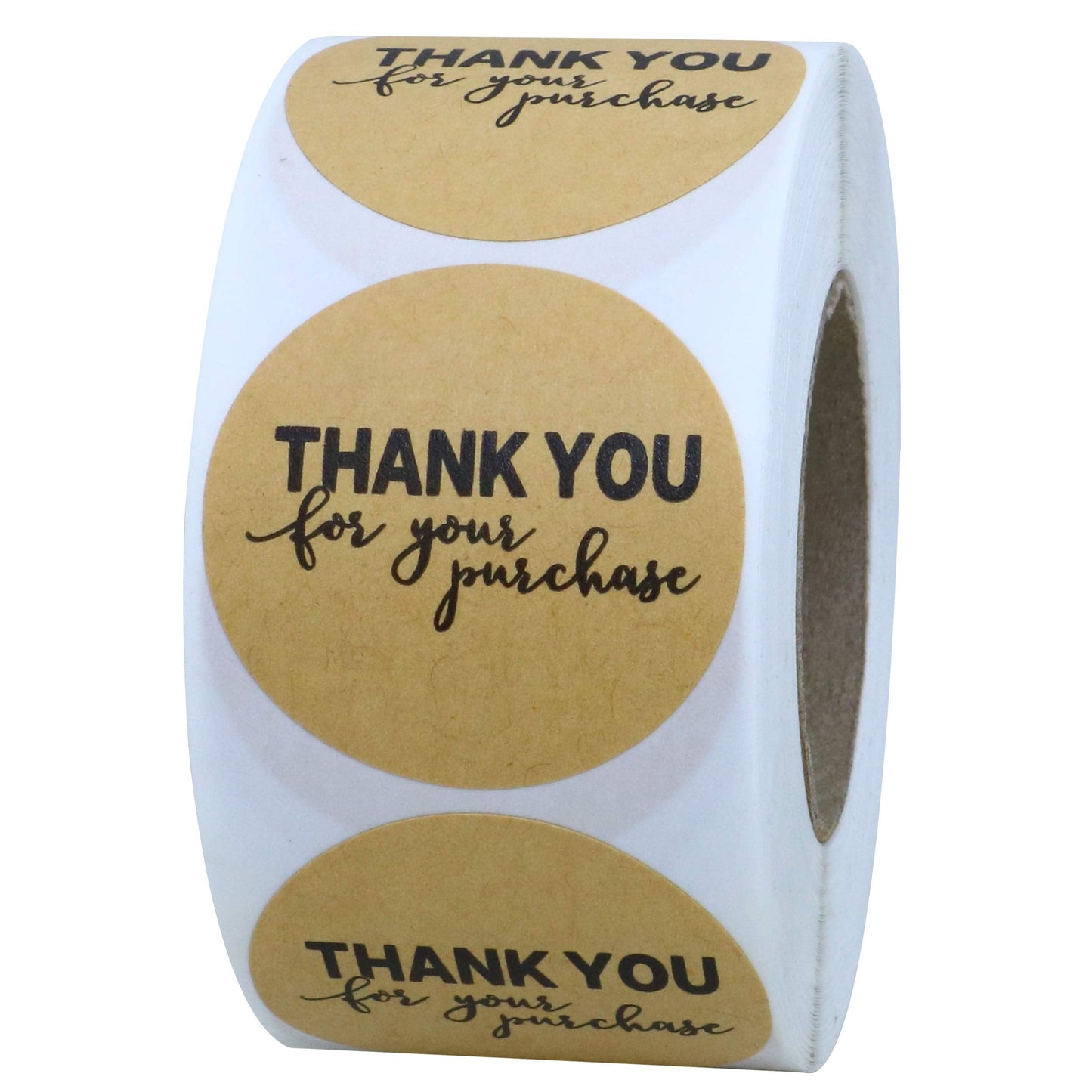 Hybsk Kraft Paper Thank You for Your Purchase Stickers 1.5" Round 500 Labels per Roll (Kraft Paper)
