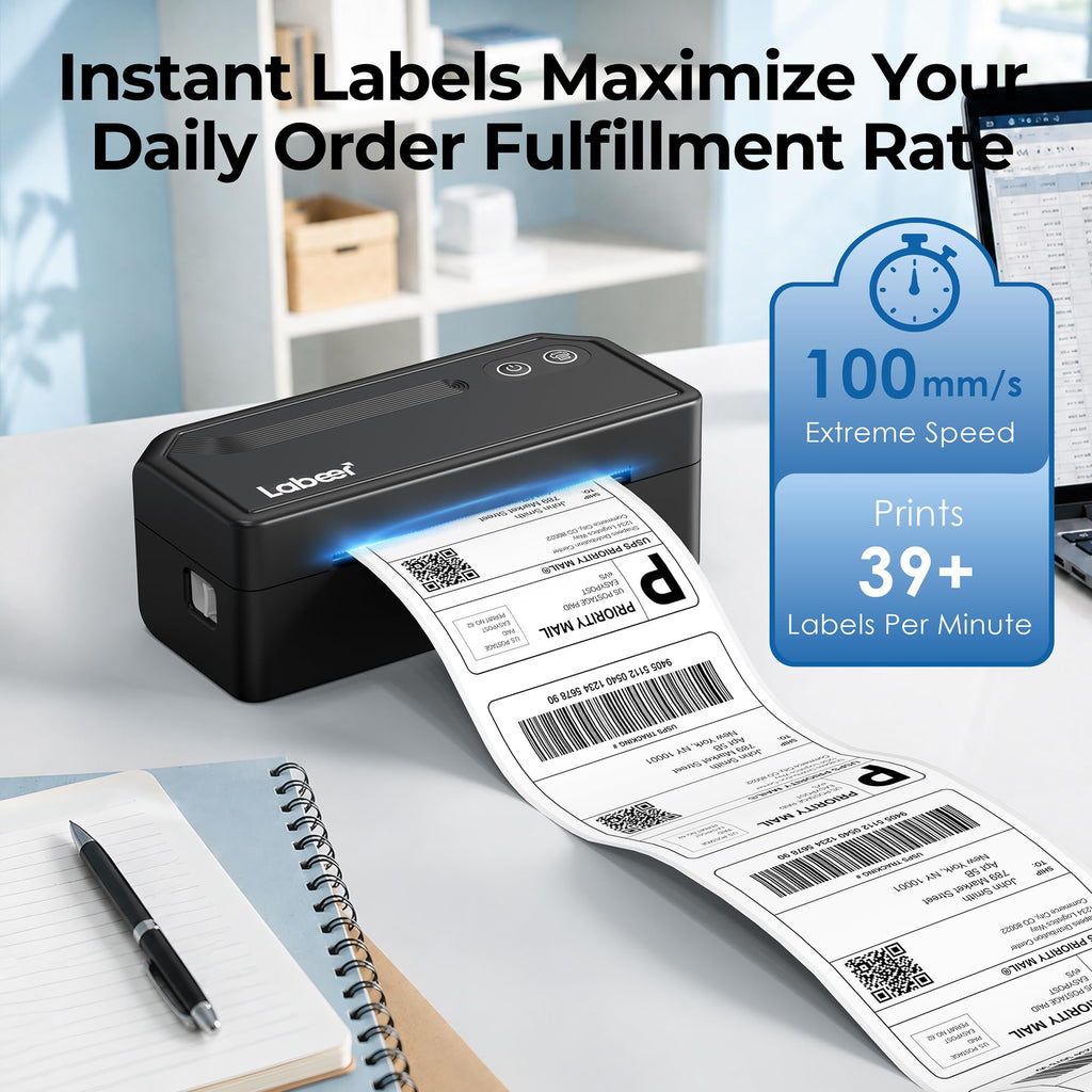 Labeer Bluetooth Thermal Shipping Label Printer, Wireless 4x6 Label Printer Black