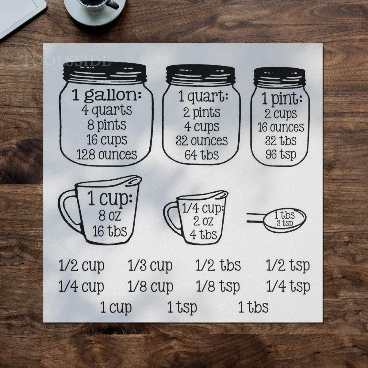 Kitchen Measurement Stickers Measuring Decals Cup Labels Vinyl Wall Cabinet