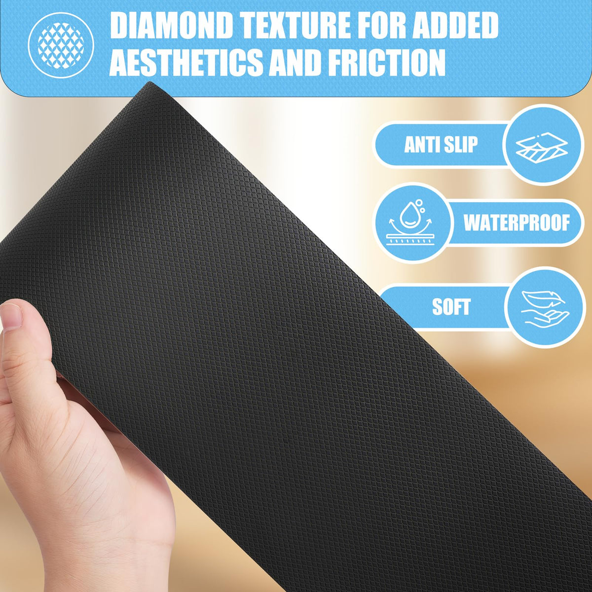 Rubber Grip Tape - Anti Slip Rubber Tape with High-Friction Texture, Waterproof Adhesive Grip Tape for Handles & Contact Surfaces, Durable Rubber Handle Grip (1 in x 10 Ft, Black) 1 In x 10 Ft
