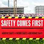 Peryiter 1 Pcs 4 x 2 ft Safety First Banner Vinyl Sign for Workplace