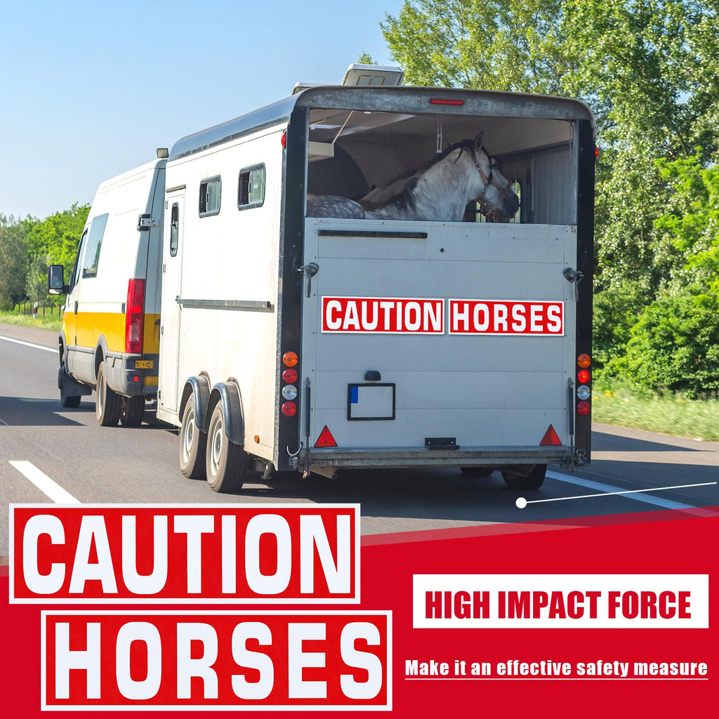4 Pcs Caution Horses Trailer Decals, Reflective Warning Stickers