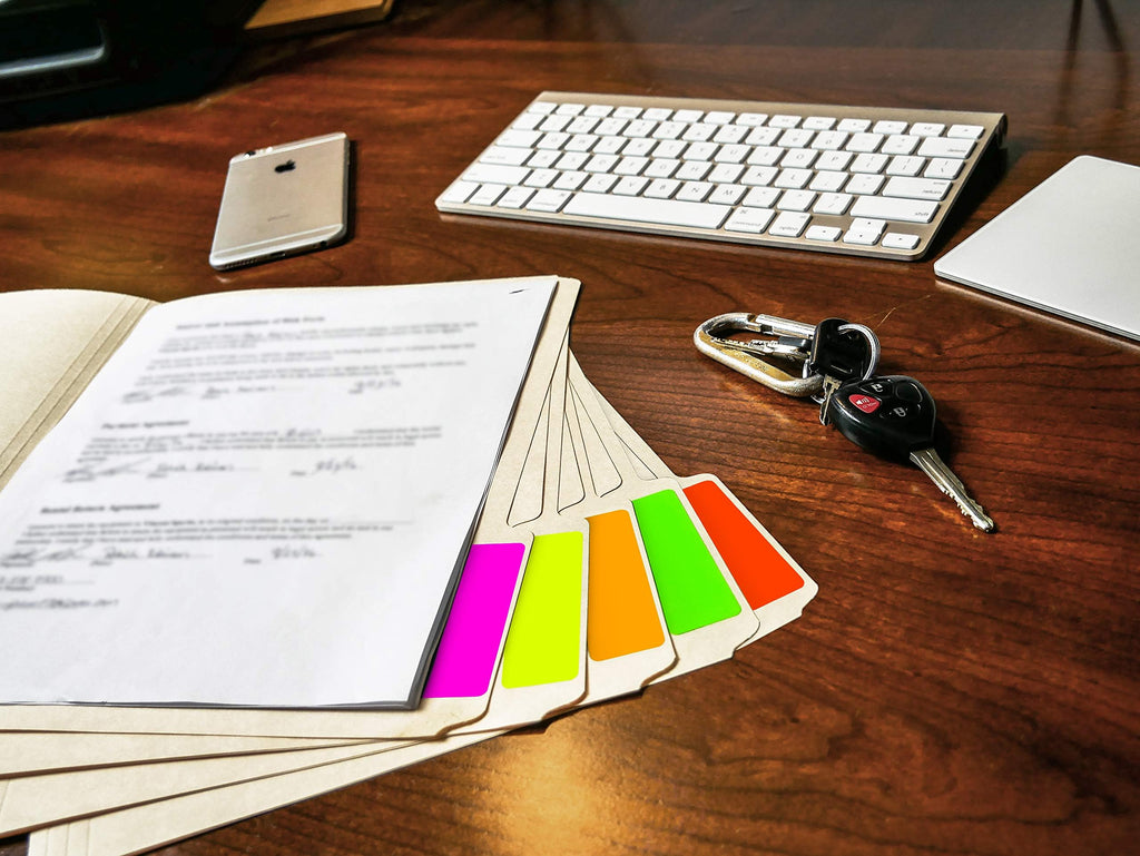 ChromaLabel fluorescent orange 1x3 inch all-purpose permanent color code rectangle labels, pack of 150 stickers