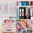 Gersoniel 1600 Pcs Label Tapes Compatible with D30 Label Printer Laminated Labeling Stickers Thermal Labels for Home Office(Pink, Purple,12x40mm) Pink, Purple 12x40mm
