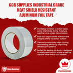 GGR Supplies AF-20R Professional/Industrial Grade High Temperature Heat Shield Resistant Aluminum Foil Tape Ideal for HVAC, Air Ducts Repair & More (3.6Mil): 2 in. Wide x 50 yds. 2" in. x 50 yds.
