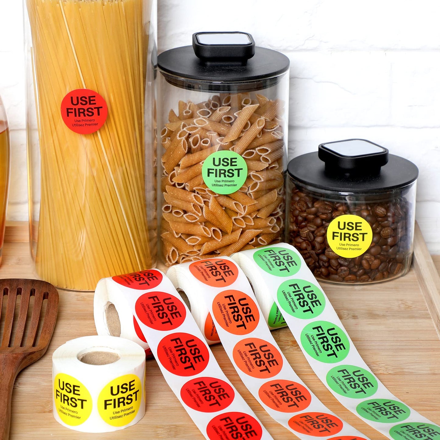 Epakh 2000 Pcs Use First Stickers Food Service 1.5 Inch Inventory Control Labels for Restaurant Permanent Adhesive Food Circle Dot Label Paper(Red, Green, Orange, Yellow with Black Text) Red, Green, Orange, Yellow