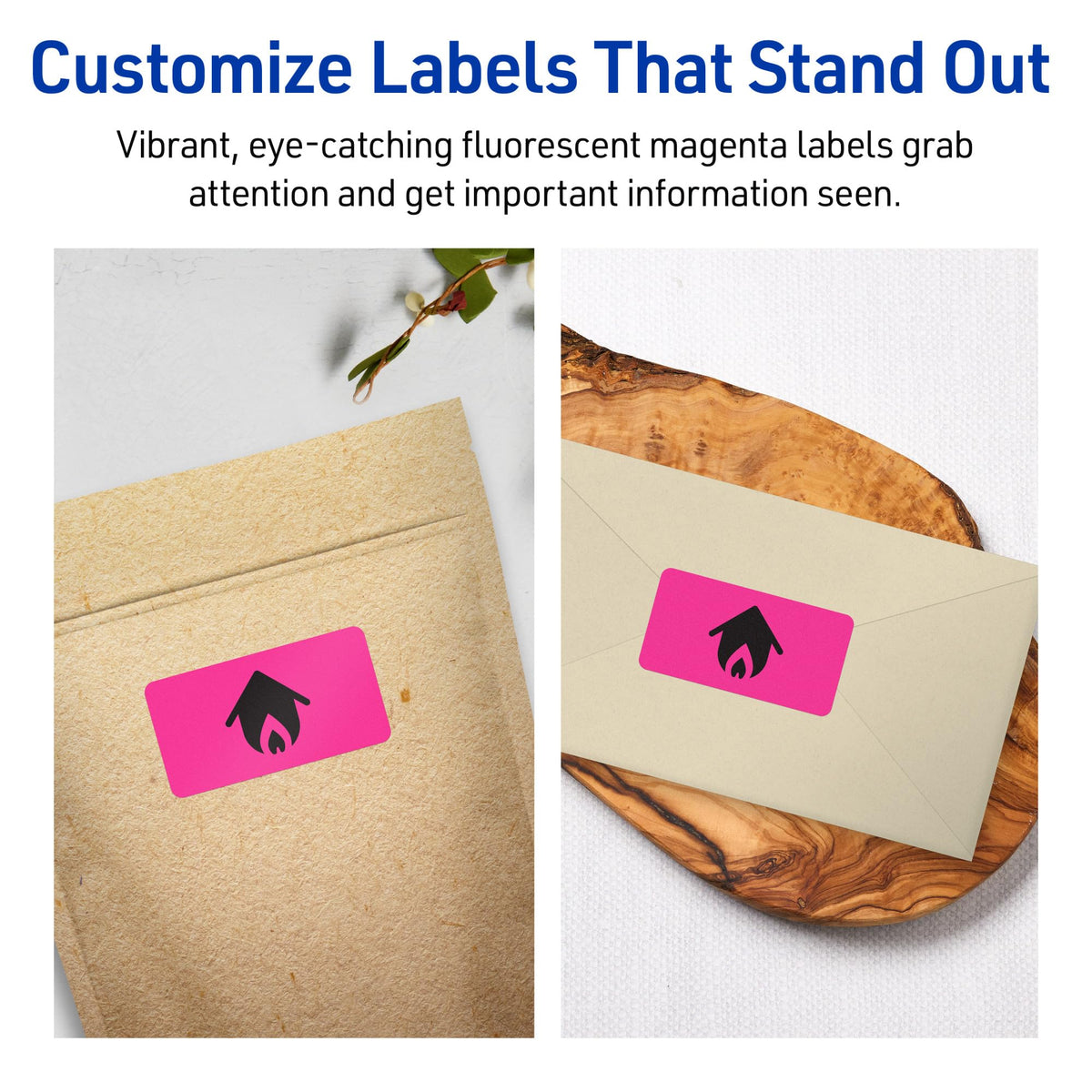 Avery® Printable Rectangle Labels, Sure Feed® Technology, 1-1/4" x 2-3/8", Neon Magenta Labels, Print-to-The-Edge, Laser/Inkjet Printable, 360 Total, Great for Mailing 360 labels