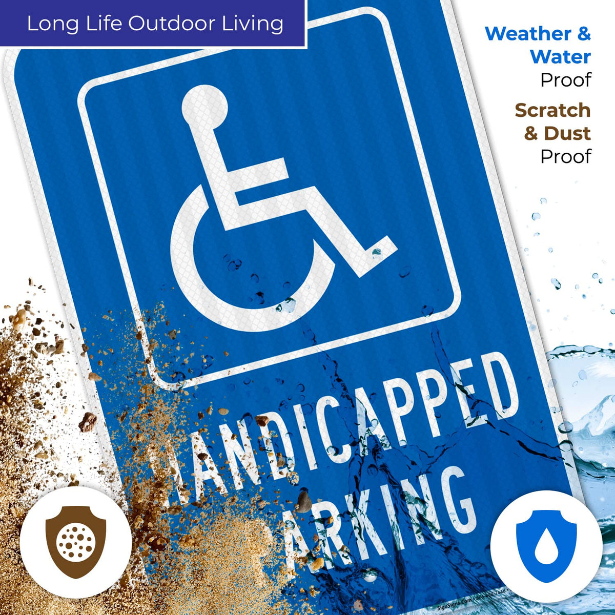 Handicap Parking Sign, Handicapped Sign, 12x18 Inches, 3M EGP Reflective .063 Aluminum, Fade Resistant, Made in USA 12x18 Reflective