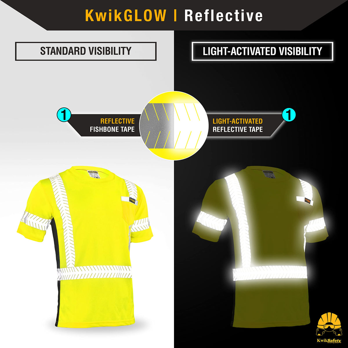 KwikSafety - Charlotte, NC - Renaissance Man Short Sleeve Safety Shirt [Reflective Fishbone Tape] Class 2 ANSI OSHA Medium Fishbone Tape | Yellow
