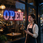 LED Open Signs for Business, HETAIJIE 30" x 10" Large super Bright LED open Sign, Dimmable US Flag Design Storefront Display, 12 Modes Flashing for Shop Bar Cafes Window (High Brightness) 30*10inch