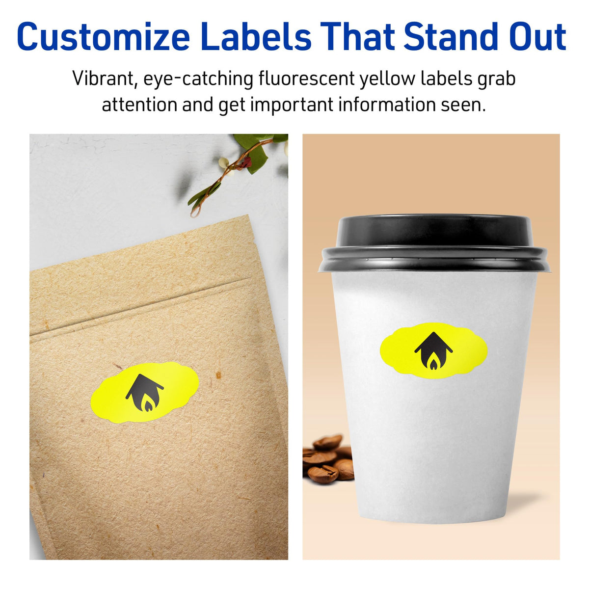 Avery Printable Oval Scalloped Labels, Sure Feed Technology, 1-1/8" x 2-1/4", Neon Yellow Labels, Print-to-The-Edge, Laser/Inkjet Printable, 420 Total, Great for Candles and Jars 420 labels
