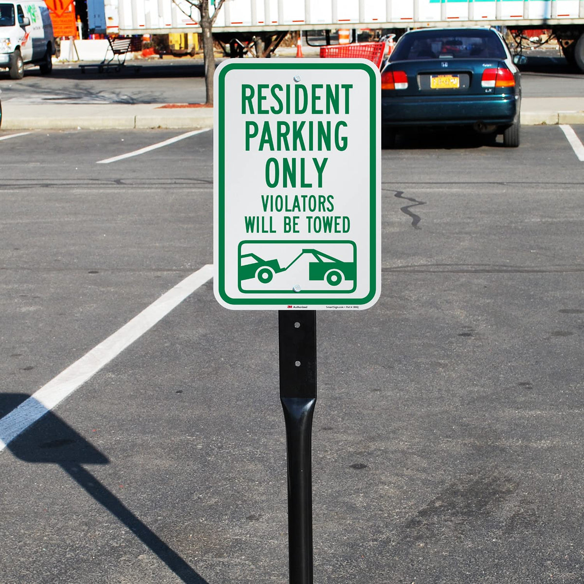 SmartSign "Resident Parking Only, Violators Towed" Sign | 12" x 18" 3M Engineer Grade Reflective Aluminum 18" x 12"
