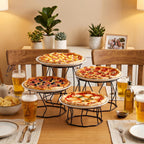 4 Pack Metal Food Display Risers, Pizza Stand with Nesting Design