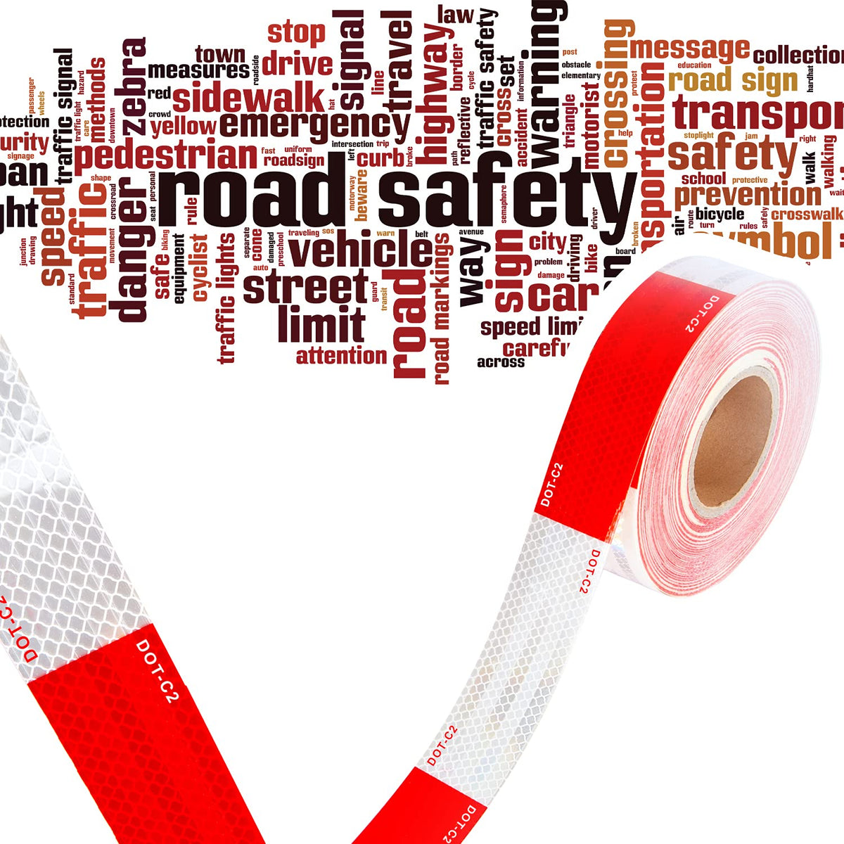 CANOPUS DOT-C2 Reflective Tape 2" x 160 ft – High Visibility Red/White Adhesive Roll for Vehicle, Trailer, Truck, Boat, RV Safety – Waterproof Conspicuity Reflector Strip 2in x 160ft