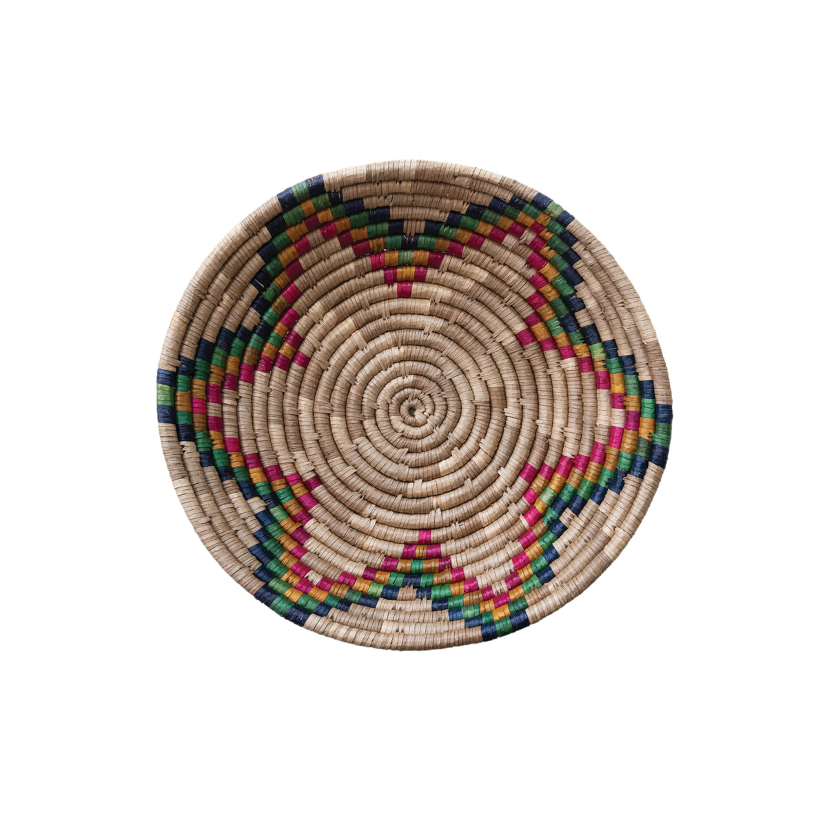 Creative Co-Op Hand-Woven Seagrass Basket with Star, Natural and Multicolor
