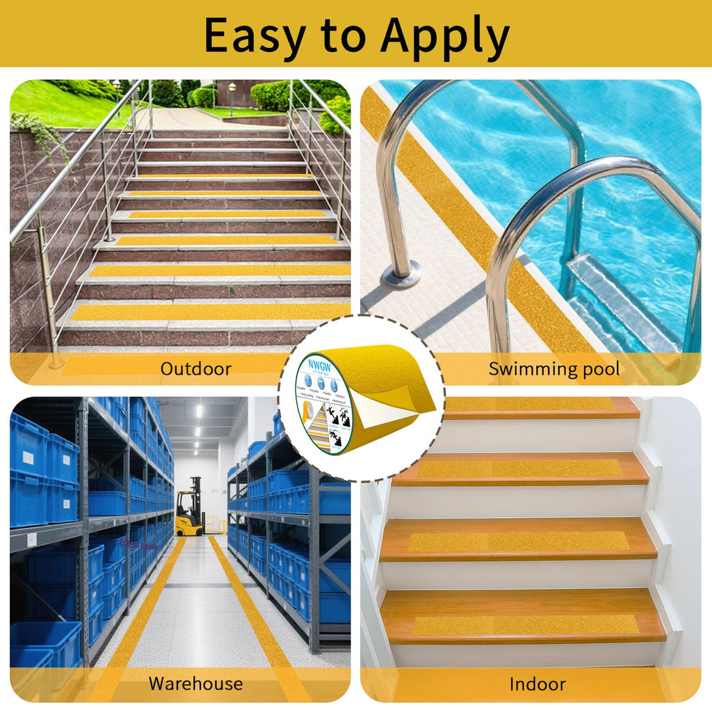 Anti Slip Tape 4" x 30FT, Dark Yellow Heavy Duty Waterproof Non-Slip Safety Traction Grip Tape for Indoor Outdoor Stairs, Steps, Ramps, Walkways and Pool 4 IN