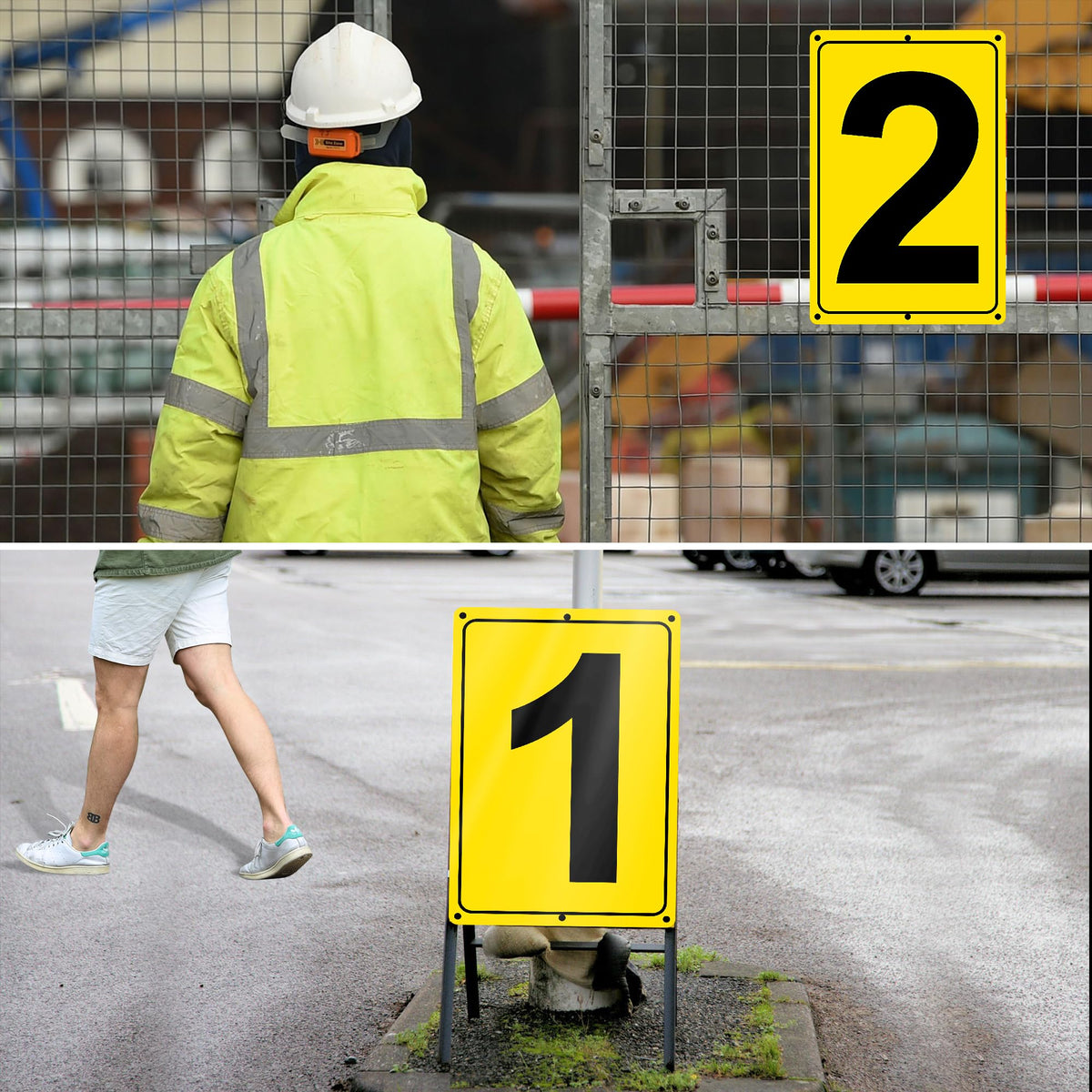 Number Sign 6 for Tennis Court, Numbered Sign for Parking Lots and Public Spaces, 12x8 inches Weatherproof and Easy to Install Metal Signs 12" x 8" YELLOW Numbered Sign 6