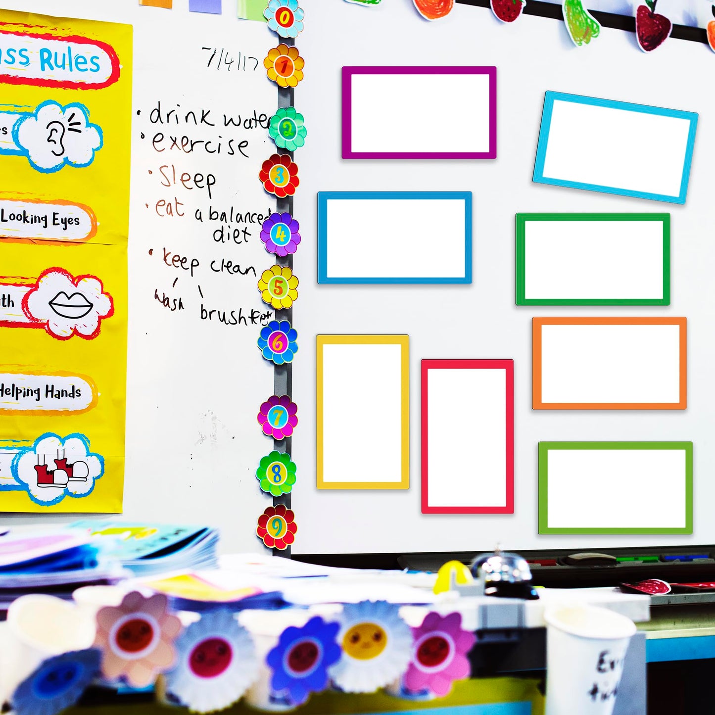 TOTiyea 32 Pack Magnetic Dry Erase Labels, Magnetic Label Stickers for Whiteboards, 3 x 5 Inches, Back to School Assorted Color 3x5, 32Pack
