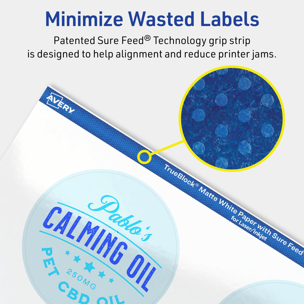 Avery TrueBlock Matte White Round Labels, Sure Feed Technology, 2.75" Diameter, 600 Matte White Labels, Print-to-The-Edge, Laser/Inkjet Printable, Great for Packaging and Product Merchandising 600 labels