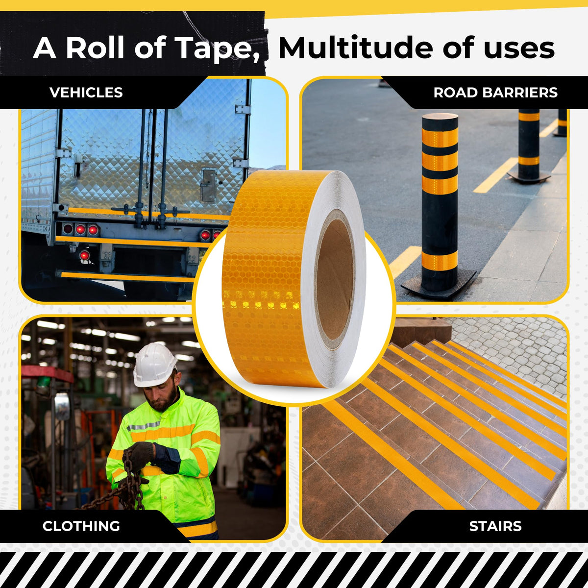 DOT C2 Reflective Tape 2IN x 100 FT - Safety ReflectOutdoor Waterproof Conspicuity Tape - Orange Reflector Tape for Trailers, Vehicles, Boats - Strong Reflective Safety for Caution Warning Signs