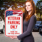 Veterans Parking Only Thank You for Your Service Sign, Aluminum 12x18 Reflective