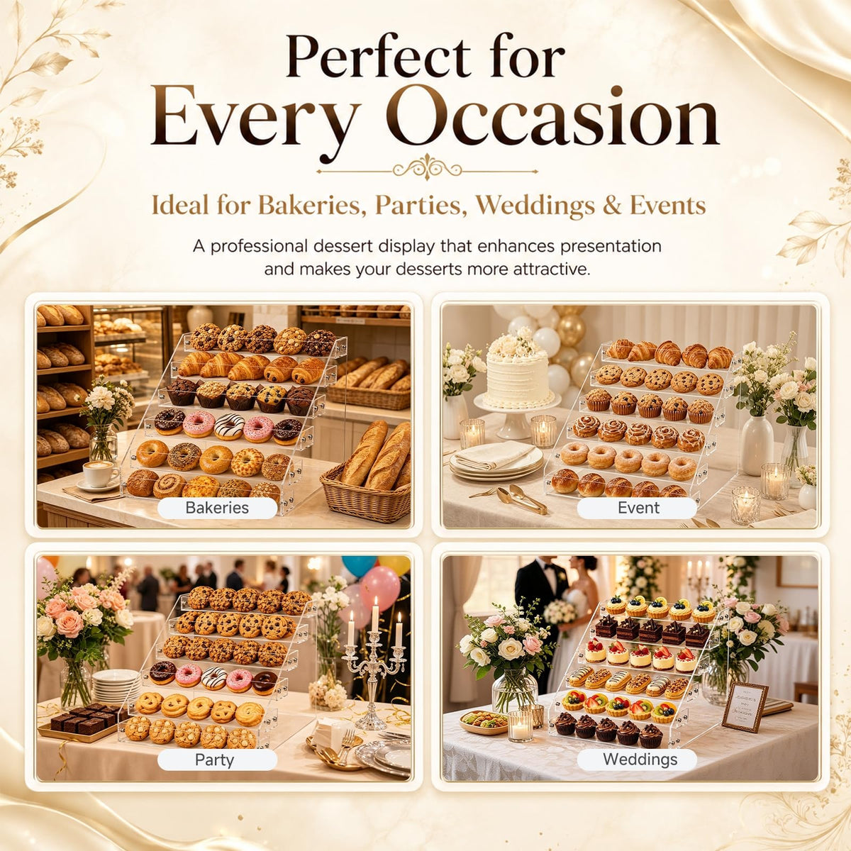 2Pcs 6-Tier Acrylic Cookie Display Stand, Clear Tiered Tiered Dessert Stand 2pcs