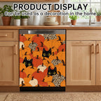 Halloween Cat Dishwasher Magnet Cover, Pumpkin Reusable Appliances Panel