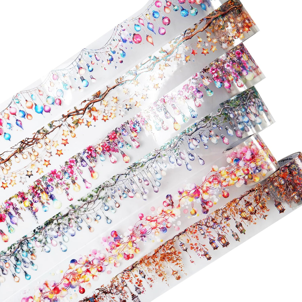 Light Surround PET Tape Set, 6 Rolls Holographic Ephemera for Junk Journaling, Scrapbooking, Crafting, DIY Projects, Diaries, and Art Supplies Light Surround