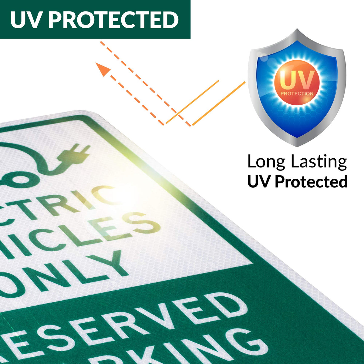 1 PACK - EV Parking Sign Electric Vehicle Reserved 12" x 18" 3M Authorized Engineer Grade EG EGP Quality Reflective Durable Laminated Aluminum