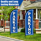Hahafelt 2 Sets Parking Feather Flag with Pole 7 ft Parking Sign Banner Swooper Flag with Ground Stake and Portable Bag for Business Outside Event (Blue) Blue