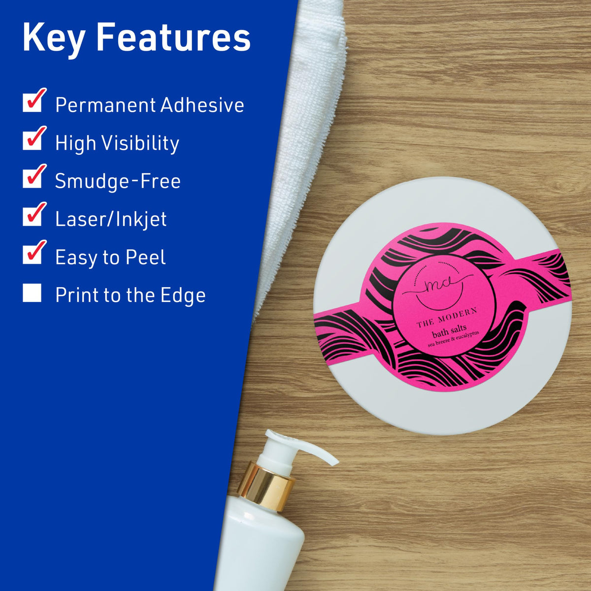 Avery® Printable Wraparound Band Labels, Sure Feed® Technology, 2-3/8" x 8", Neon Magenta Labels, Laser/Inkjet, 60 Total, Great for Soap Labels and Jar Labels 60 labels