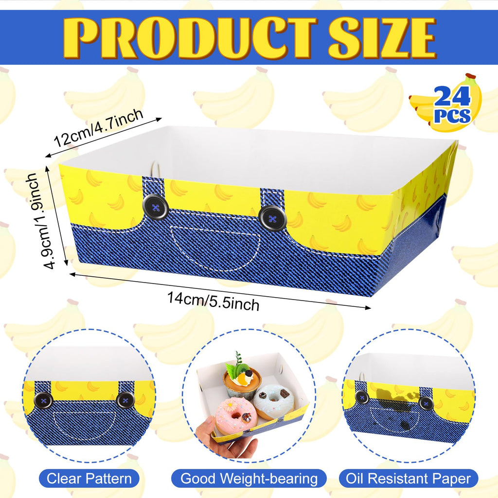 24 PCS Cartoon Yellow Party Food Trays Disposable