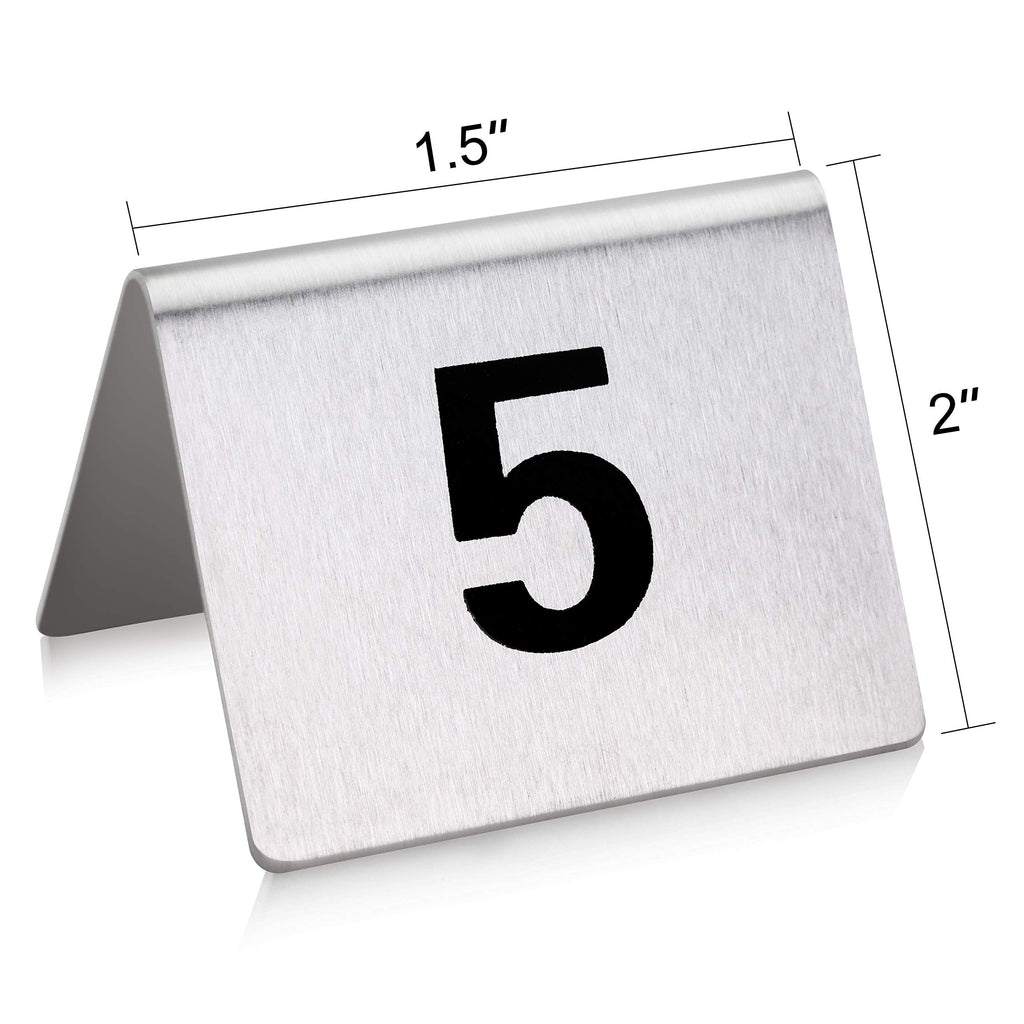 New Star Foodservice 27617 Stainless Steel Tent Style Table Number Card, 1-25, 1.5" x 2" Inch