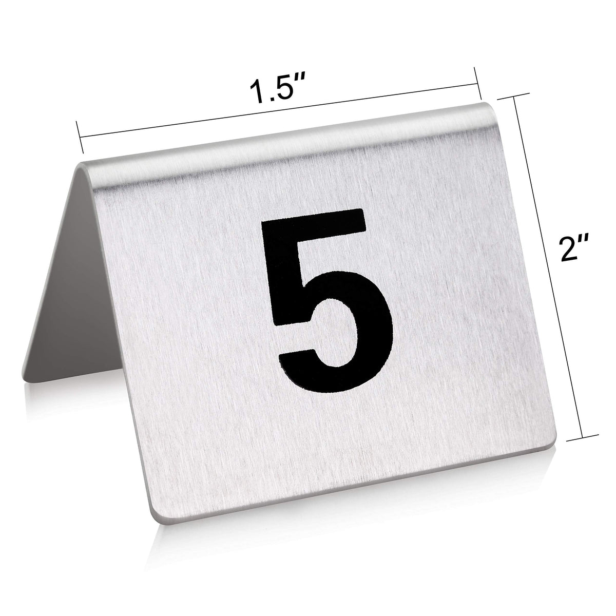 New Star Foodservice 27617 Stainless Steel Tent Style Table Number Card, 1-25, 1.5" x 2" Inch