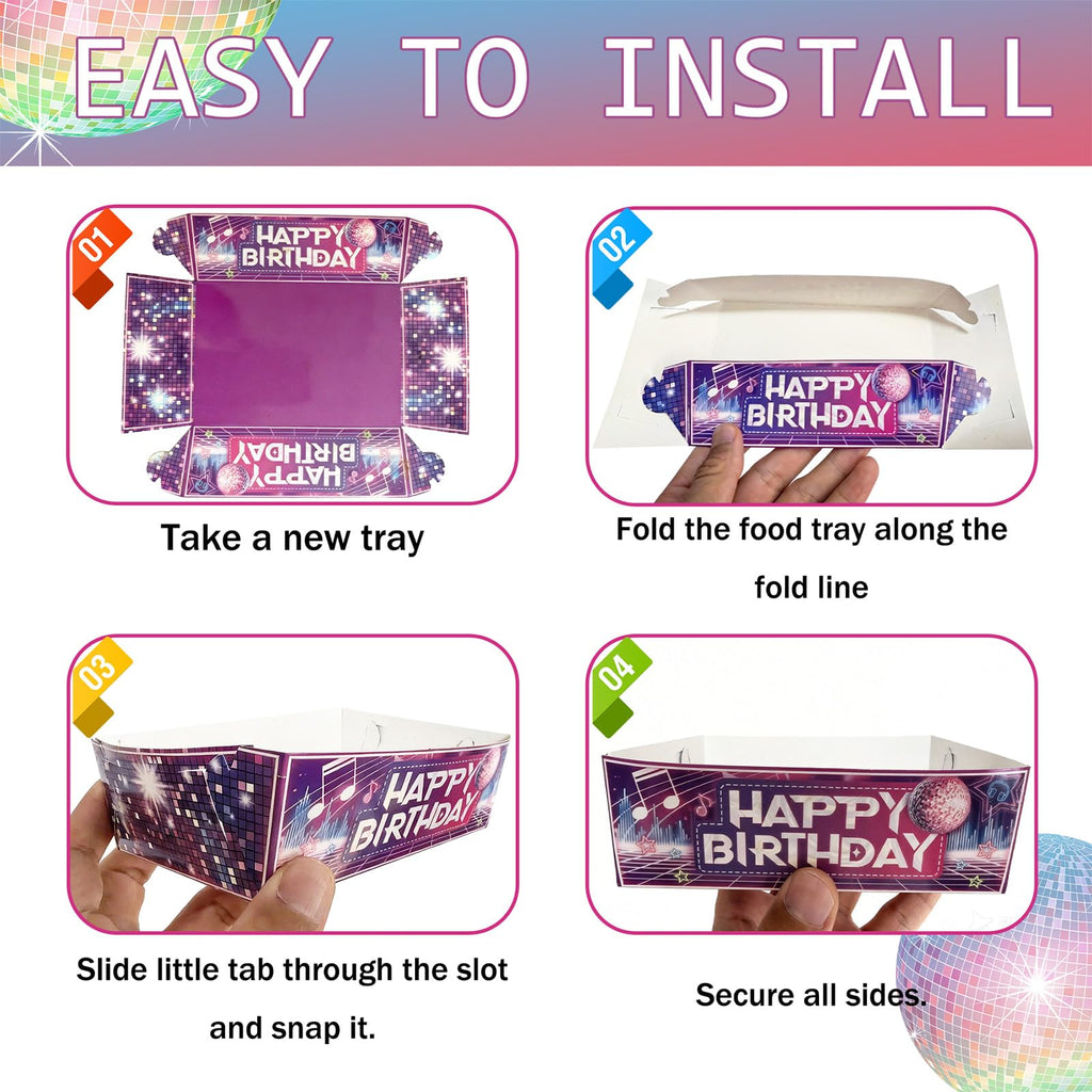 24 Pcs Disposable Paper Snack Trays for Kpop Theme Party Decor