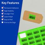 Avery Printable Rectangle Labels, Sure Feed Technology, 1-1/4" x 1-3/4", Neon Green Labels, Laser/Inkjet Printable, 1,280 Total, Great for Jars and More 1,280 labels