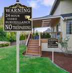(2Pack) Large Video Surveillance Sign with Stake, No Trespassing Sign, 2pack with stake