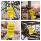 25 Pack Scaffold Status Tags with Cable Ties Yellow Caution Inspection