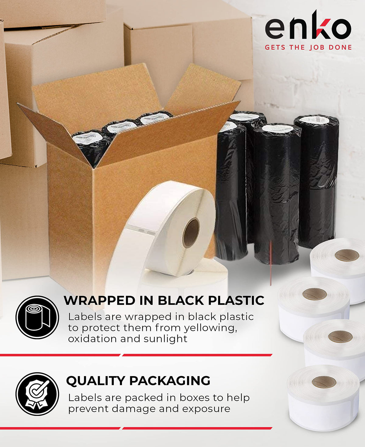 enKo [6 Rolls, 1560 Labels] Large Address, Shipping & Barcode Labels 30321 (1-4/10 x 3-1/2) Compatible for Dymo LabelWriter