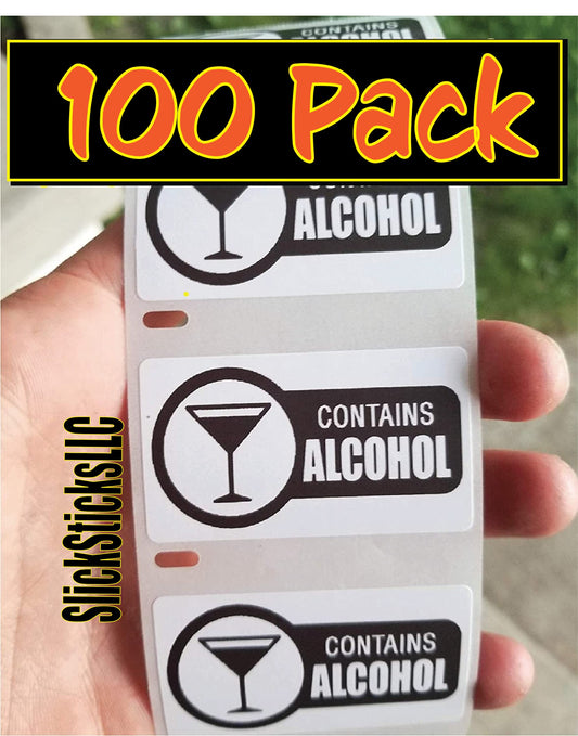 100PCS Contains Alcohol Stickers Bulk Warning Labels Stickers Sticker Label